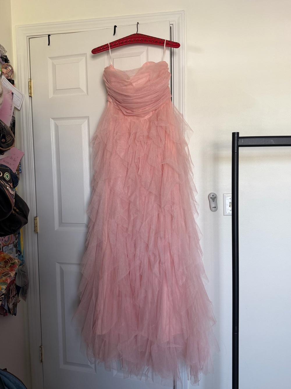 Faeriesty Romantic Strapless Pink Dress Layered Ruffle Tulle Dress Large